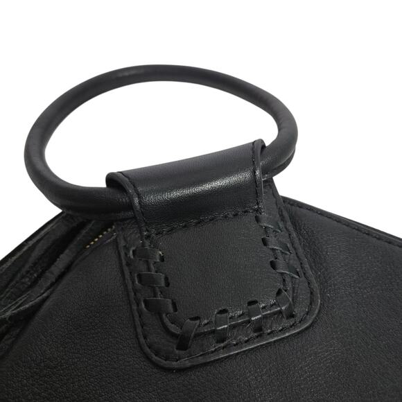 HOBO Sable Wristlet Clutch Black Leather Bracelet Ring Circular Handle Tassel - Picture 3 of 14